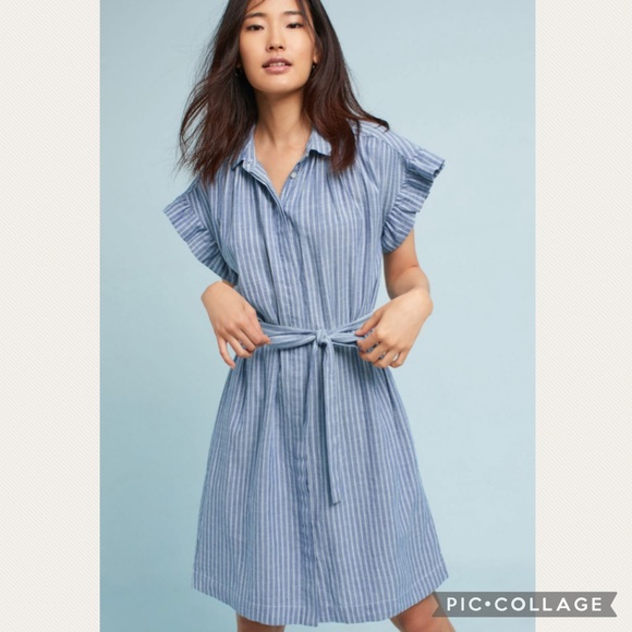Anthropologie Dresses & Skirts - Anthropologie Isabella Sinclair Piper Flutter-Sleeve Shirtdress (Price Firm)
